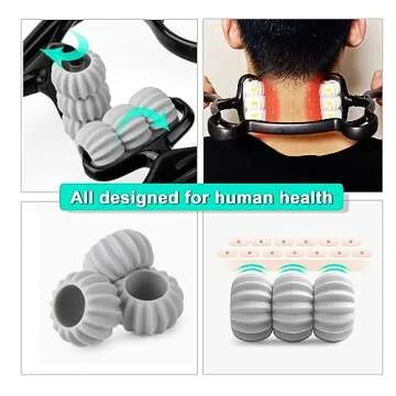 CANDY RISE Neck Massager,6 Balls Massage Roller,Handheld Massager and Relaxer,for Neck, Back, Shoulder, Waist, and Legs