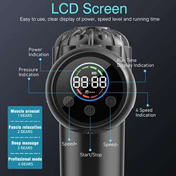 Massage Gun Deep Tissue, Upgrade Percussion Massager Gun for Athletes Handheld Muscle Massage Gun (Black)