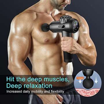 Massage Gun Deep Tissue, Upgrade Percussion Massager Gun for Athletes Handheld Muscle Massage Gun (Black)