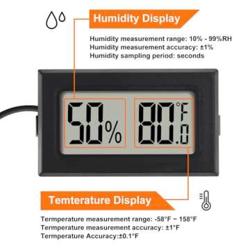 10Pcs Mini Digital Thermometer Hygrometer Gauge Indoor with Probe Sensor LCD Display Meter Temperature Humidity Fahrenheit or Celsius Meter for Incubator Plant Tank Garden -℉