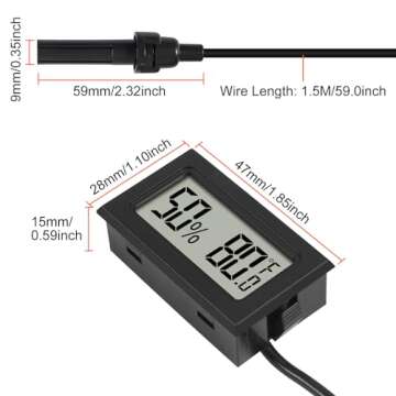 10Pcs Mini Digital Thermometer Hygrometer Gauge Indoor with Probe Sensor LCD Display Meter Temperature Humidity Fahrenheit or Celsius Meter for Incubator Plant Tank Garden -℉