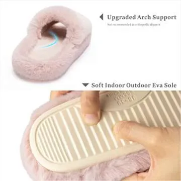 Chantomoo Women's Slippers Memory Foam House Bedroom Slippers for Women Fuzzy Plush Comfy Faux Fur Lined Slide Shoes Anti-Skid Sole Trendy Gift Slippers Pink Size 11 12 10.5