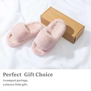 Chantomoo Women's Slippers Memory Foam House Bedroom Slippers for Women Fuzzy Plush Comfy Faux Fur Lined Slide Shoes Anti-Skid Sole Trendy Gift Slippers Pink Size 11 12 10.5