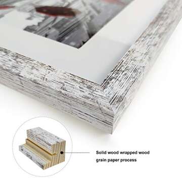 Finefrarm 11x11 Picture Frame, Display Pictures 8x8 with Mat or 11x11 without Mat Rustic Style Square Photo Frames for Wall Mounting