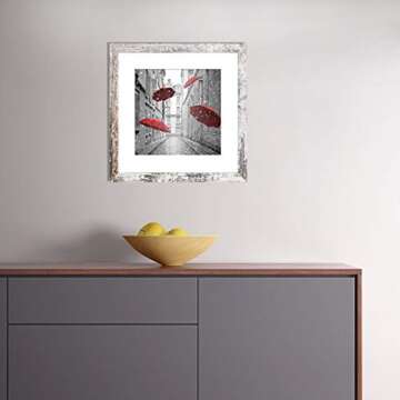 Finefrarm 11x11 Picture Frame, Display Pictures 8x8 with Mat or 11x11 without Mat Rustic Style Square Photo Frames for Wall Mounting