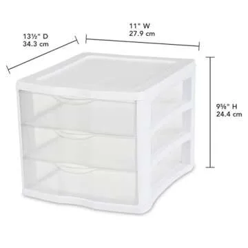 Sterilite 4-Pack Storage Organizer System for Home, Office or Dorm, 3-Drawer, White/Clear