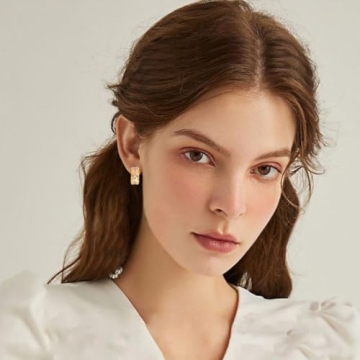 Formery Vintage Gold Plated Earrings Dainty Star Crystal Stud Earring Adjustable Hoop Earrings Anniversary Birthday Jewelry for Women