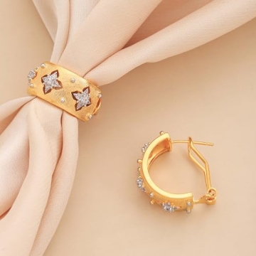 Formery Vintage Gold Plated Earrings Dainty Star Crystal Stud Earring Adjustable Hoop Earrings Anniversary Birthday Jewelry for Women