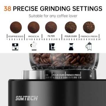 SOWTECH Anti-static Conical Burr Coffee Grinder 38 Settings