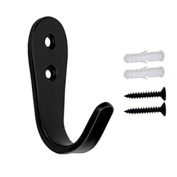 MsBong 8 Pcs Black Coat Hooks for Wall, Heavy Duty Hooks for Hanging Coats No Rust Hooks Wall Mounted with Screws for Key, Towel, Bags, Cup, Hat Indoor and Outdoor