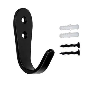 MsBong 8 Pcs Black Coat Hooks for Wall, Heavy Duty Hooks for Hanging Coats No Rust Hooks Wall Mounted with Screws for Key, Towel, Bags, Cup, Hat Indoor and Outdoor