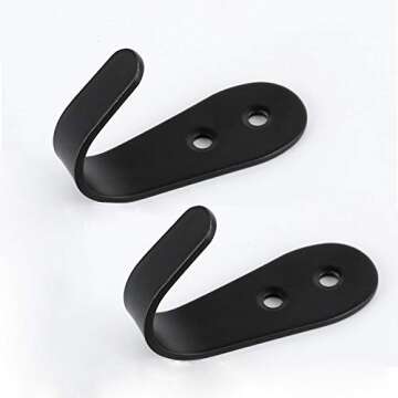 MsBong 8 Pcs Black Coat Hooks for Wall, Heavy Duty Hooks for Hanging Coats No Rust Hooks Wall Mounted with Screws for Key, Towel, Bags, Cup, Hat Indoor and Outdoor