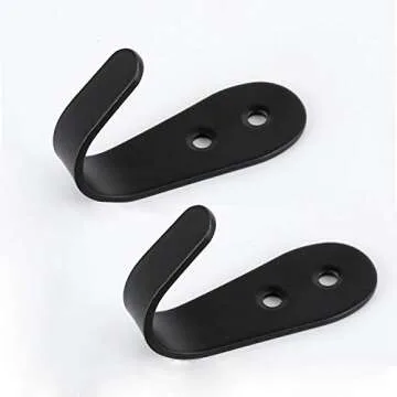 MsBong 8 Pcs Black Coat Hooks for Wall, Heavy Duty Hooks for Hanging Coats No Rust Hooks Wall Mounted with Screws for Key, Towel, Bags, Cup, Hat Indoor and Outdoor