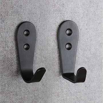 MsBong 8 Pcs Black Coat Hooks for Wall, Heavy Duty Hooks for Hanging Coats No Rust Hooks Wall Mounted with Screws for Key, Towel, Bags, Cup, Hat Indoor and Outdoor