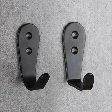 MsBong 8 Pcs Black Coat Hooks for Wall, Heavy Duty Hooks for Hanging Coats No Rust Hooks Wall Mounted with Screws for Key, Towel, Bags, Cup, Hat Indoor and Outdoor