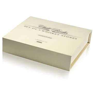 Set of 9 Grey Beverage Chilling Stones [Chill Rocks] Whiskey Stones for Whiskey and Other Beverages - in Gift Box with Velvet Carrying Pouch - Made of 100% Pure Soapstone - by Quiseen