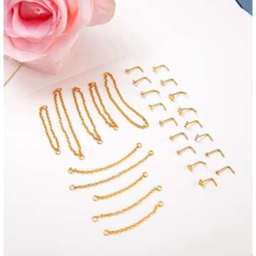 Masedy Stainless Steel Nose Ring Set - Stylish & Hypoallergenic Jewelry