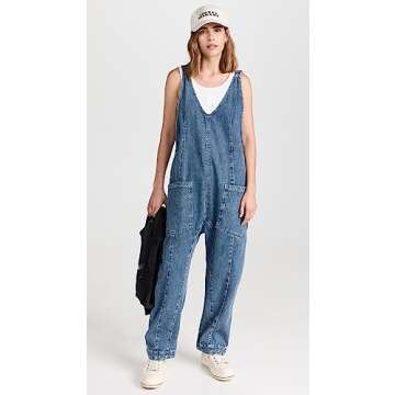 Free People Women's High Roller Jumpsuit, Sapphire Blue