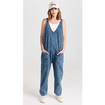 Free People Women's High Roller Jumpsuit, Sapphire Blue