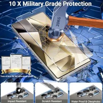 firtstnow 3 Pack Glass Screen Protector for Samsung Galaxy S25 Ultra [6.9 inch] + 3 Pack Camera Lens Protector, 9H Tempered Glass, Fingerprint Unlock, HD Clear Case Friendly Anti-Scratch