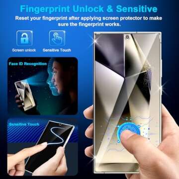 firtstnow 3 Pack Glass Screen Protector for Samsung Galaxy S25 Ultra [6.9 inch] + 3 Pack Camera Lens Protector, 9H Tempered Glass, Fingerprint Unlock, HD Clear Case Friendly Anti-Scratch