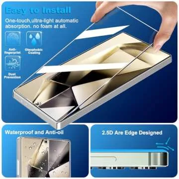 firtstnow 3 Pack Glass Screen Protector for Samsung Galaxy S25 Ultra [6.9 inch] + 3 Pack Camera Lens Protector, 9H Tempered Glass, Fingerprint Unlock, HD Clear Case Friendly Anti-Scratch