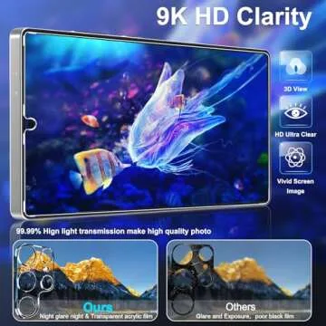 firtstnow 3 Pack Glass Screen Protector for Samsung Galaxy S25 Ultra [6.9 inch] + 3 Pack Camera Lens Protector, 9H Tempered Glass, Fingerprint Unlock, HD Clear Case Friendly Anti-Scratch