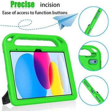 BMOUO Kids iPad Case 11th Gen 2025 & 10th Gen 2022 Green