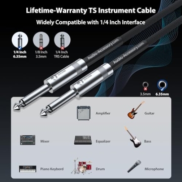 10 ft Guitar Cable 2 Pack with Neutrik Connectors