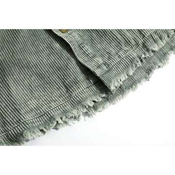 chouyatou Women's Casual Corduroy Open Front Hooded Color Block Shirts Shackets Jacket (X-Large, Green)