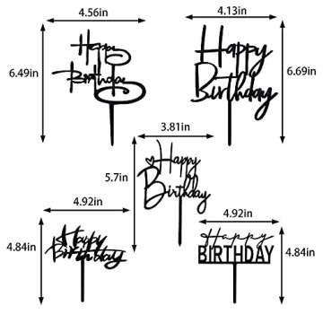 10 PCS Black Happy Birthday Cake Toppers: Elegant Acrylic Decorations for Every Celebration!