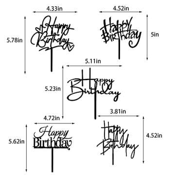 10 PCS Black Birthday Cake Toppers Set for Celebrations