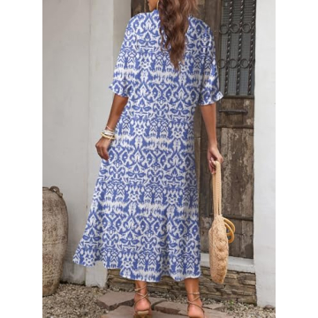 Stylish Dokotoo V Neck Plus Size Boho Maxi Dress