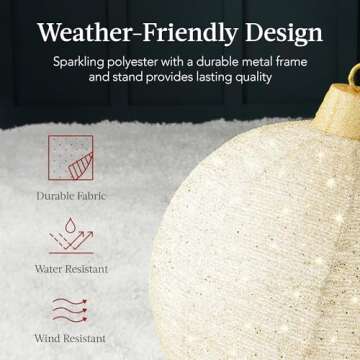 Best Choice Products 2pc Lighted Pop-Up Outdoor Christmas Ornament Set, Holiday Ball Decoration w/ 180 LED Lights, 8 Light Functions - Gold/White