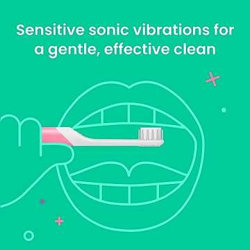 Quip Sonic Toothbrush for Kids with Timer - Includes Extra Brush Head and Travel Cover Mount - Electric, Soft Bristle Refill Head, Rubber Handle, 3 Month Battery Life - Travel Toothbrush - Pink