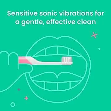 Quip Sonic Toothbrush for Kids with Timer - Includes Extra Brush Head and Travel Cover Mount - Electric, Soft Bristle Refill Head, Rubber Handle, 3 Month Battery Life - Travel Toothbrush - Pink