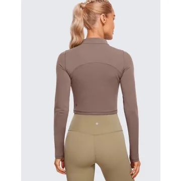 CRZ YOGA Women’s Butterluxe Mock Turtleneck Crop Top