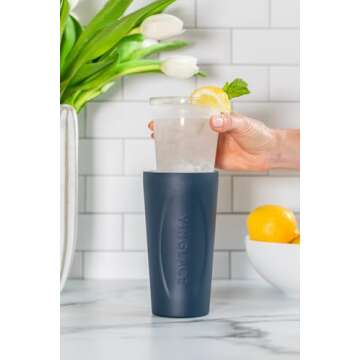 Vinglacé Stainless Steel Drink Tumbler- Insulated Hot and Cold Beverage Cup with Glass Insert and L...