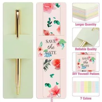 70 Pieces Bookmark Holder 5.9 x 1.8 in Bookmark Sleeves DIY Bookmarks Display Cards for Resin Acrylic Bookmark Wrapping Small Business Packaging Supplies(7 Colors)