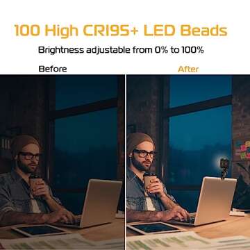 Ulanzi VL100X Selfie Light, Clip LED Light Panel for Phone/Laptop/Tablet/Computer, Bi-Color Portable Clip Camera Light with Dimmable 2500-6500K with 2000mAh Battery for Video Conference/Picture