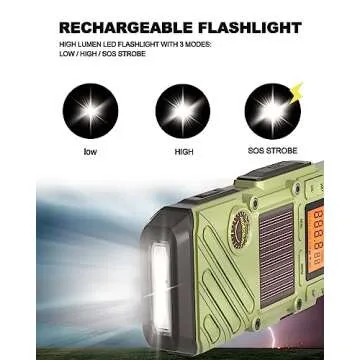 Rechargeable Emergency Radios Walkie Talkies for Adults with FM/NOAA, Weather Alerts, LED Flashlight, and Solar Hand Crank - Long Range 2 Way Radios with USB Charging and SOS Alarm