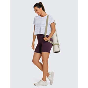 CRZ YOGA Womens ButterLuxe Biker Shorts 6 Inches - High Waisted Workout Running Volleyball Spandex Yoga Deep Purple Medium