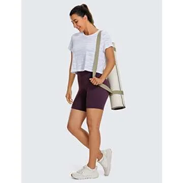CRZ YOGA Womens ButterLuxe Biker Shorts 6 Inches - High Waisted Workout Running Volleyball Spandex Yoga Deep Purple Medium