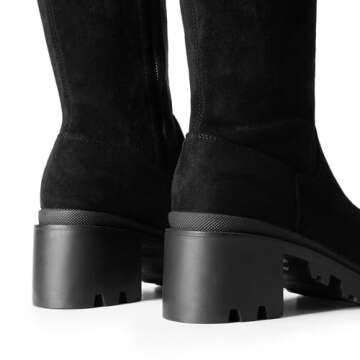 DREAM PAIRS Women's Knee High Boots, Platform Over The Knee High Chunky Heel Fashion Boots for Women,Size 6.5,Black-Suede,SDOB2406W