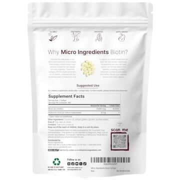 Micro Ingredients Biotin 10,000mcg with Hyaluronic Acid 25mg | 365 Virgin Coconut Oil Softgels for H...
