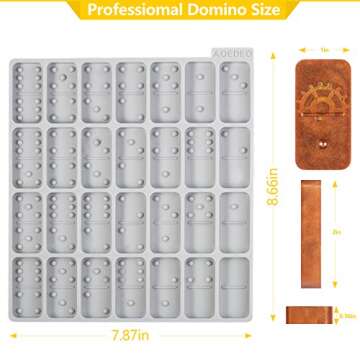 Round Thick Domino Molds, Domino Molds for Resin Casting Domino Mold for Resin Silicone Dominoes Mold with Round Edges Shiny & No Scratches & Durable (Each Domino 2x1x0.36 in)