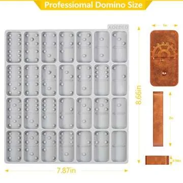 Round Thick Domino Molds, Domino Molds for Resin Casting Domino Mold for Resin Silicone Dominoes Mold with Round Edges Shiny & No Scratches & Durable (Each Domino 2x1x0.36 in)