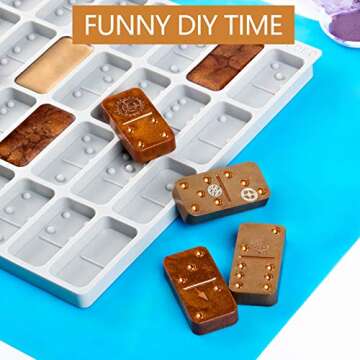 Round Thick Domino Molds, Domino Molds for Resin Casting Domino Mold for Resin Silicone Dominoes Mold with Round Edges Shiny & No Scratches & Durable (Each Domino 2x1x0.36 in)