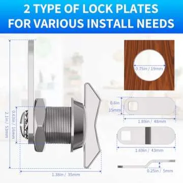 BEBOBLY 5/8 Inch Thumb Operated Offset Cam Lock, 5Pcs Keyless Compartment Lock for RV, Cabinet Mailbox Drawer Lock Latch, 100% Metal Replacement Lock Cylinder for Storage Door, Camper, Vehicles