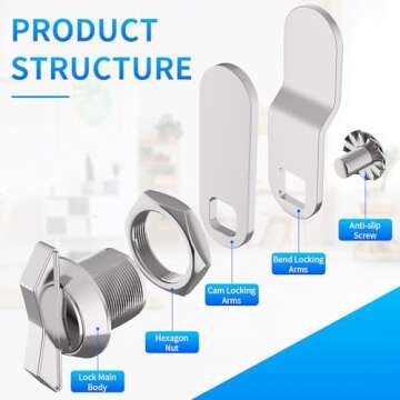 BEBOBLY 5/8 Inch Thumb Operated Offset Cam Lock, 5Pcs Keyless Compartment Lock for RV, Cabinet Mailbox Drawer Lock Latch, 100% Metal Replacement Lock Cylinder for Storage Door, Camper, Vehicles